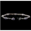 Image 3 : 4.40 ctw Tanzanite and Diamond Bracelet - 14KT White Gold