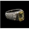 Image 1 : 6.28 ctw Yellow Sapphire and Diamond Ring - Platinum