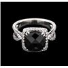 Image 2 : 5.50 ctw Black Onyx and Diamond Ring - 18KT White Gold