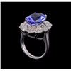Image 4 : 8.58 ctw Tanzanite and Diamond Ring - 14KT White Gold