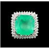 Image 2 : GIA Cert 20.96 ctw Emerald and Diamond Ring - 14KT White Gold