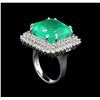Image 4 : GIA Cert 20.96 ctw Emerald and Diamond Ring - 14KT White Gold