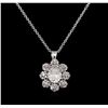 Image 2 : 1.30 ctw Diamond Pendant With Chain - 14KT White Gold