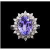 Image 2 : 4.36 ctw Tanzanite and Diamond Ring - 14KT White Gold