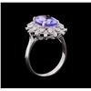 Image 4 : 4.36 ctw Tanzanite and Diamond Ring - 14KT White Gold
