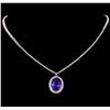 Image 1 : 14KT White Gold 15.40 ctw GIA Certified Tanzanite and Diamond Necklace