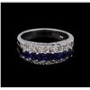Image 2 : 1.20 ctw Sapphire and Diamond Ring - 14KT White Gold