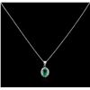 Image 2 : 2.95 ctw Emerald and Diamond Pendant With Chain - 14KT White Gold
