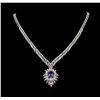 Image 1 : 14KT White Gold 3.87 ctw Tanzanite and Diamond Necklace