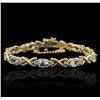 Image 1 : 14KT Yellow Gold 10.00 ctw Aquamarine and Diamond Bracelet