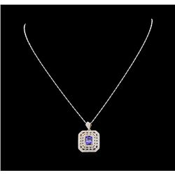 14KT Yellow Gold 2.01 ctw Tanzanite and Diamond Pendant with Chain