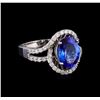 Image 1 : 3.52 ctw Tanzanite and Diamond Ring - 14KT White Gold