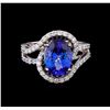 Image 2 : 3.52 ctw Tanzanite and Diamond Ring - 14KT White Gold