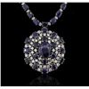 Image 1 : 14KT White Gold 196.43 ctw Sapphire Necklace