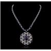 Image 2 : 14KT White Gold 196.43 ctw Sapphire Necklace