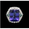 Image 2 : 14.65 ctw Tanzanite and Diamond Ring - 14KT White Gold