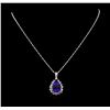 Image 1 : 14KT White Gold GIA Certified 16.01 ctw Tanzanite and Diamond Pendant With Chain
