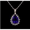 Image 2 : 14KT White Gold GIA Certified 16.01 ctw Tanzanite and Diamond Pendant With Chain