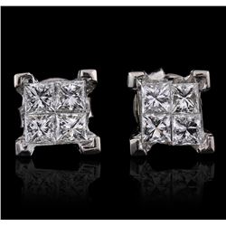 14KT White Gold 1.33 ctw Diamond Earrings