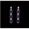 Image 1 : Crayola 15.60 ctw Amethyst and White Sapphire Earrings - .925 Silver