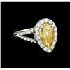 Image 1 : EGL USA Cert 2.72 ctw Fancy Yellow Diamond Ring - Platinum