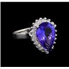 Image 1 : 4.74 ctw Tanzanite and Diamond Ring - 14KT White Gold