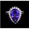 Image 2 : 4.74 ctw Tanzanite and Diamond Ring - 14KT White Gold