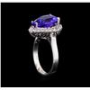 Image 4 : 4.74 ctw Tanzanite and Diamond Ring - 14KT White Gold