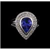 Image 2 : 2.96 ctw Tanzanite and Diamond Ring - 14KT White Gold