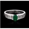 Image 2 : 14KT White Gold 0.43 ctw Emerald and Diamond Ring