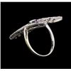 Image 3 : 0.22 ctw Sapphire and Diamond Ring - 14KT White Gold
