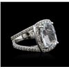 Image 1 : 14KT White Gold 7.07 ctw Aquamarine and Diamond Ring