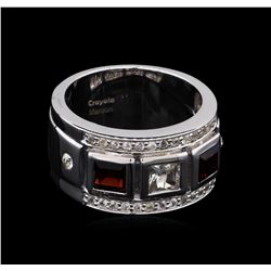 0.54 ctw Garnet and White Sapphire Ring - .925 Silver