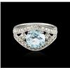 Image 2 : 14KT White Gold 2.18 ctw Topaz and Diamond Ring