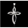 Image 1 : 14KT White Gold 0.58 ctw Diamond Cross Pendant