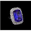 Image 1 : 14KT White Gold GIA Certified 26.74 ctw Tanzanite and Diamond Ring