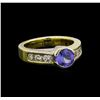 Image 1 : 1.00 ctw Tanzanite and Diamond Ring - 18KT Yellow Gold