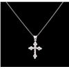 Image 2 : 0.88 ctw Diamond Cross Pendant With Chain - 14KT White Gold