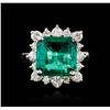 Image 2 : 14KT White Gold GIA Certified 6.41 ctw Emerald and Diamond Ring