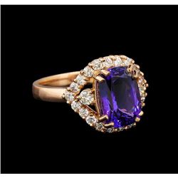 14KT Rose Gold 3.30 ctw Tanzanite and Diamond Ring