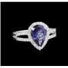 Image 1 : 1.38 ctw Tanzanite and Diamond Ring - 14KT White Gold