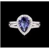 Image 2 : 1.38 ctw Tanzanite and Diamond Ring - 14KT White Gold