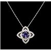 Image 2 : 14KT White Gold 2.78 ctw Tanzanite and Diamond Pendant with Chain