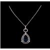 Image 2 : 14KT White Gold 29.77 ctw Blue Topaz and Diamond Pendant With Chain