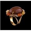 Image 4 : 28.98 ctw Sunstone, Moonstone and Diamond Ring - 18KT Yellow Gold