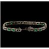 Image 3 : 1.30 ctw Emerald and Diamond Bracelet - 18KT White Gold