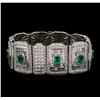 Image 1 : Platinum GIA Certified 9.37 ctw Emerald and Diamond Bracelet