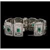 Image 2 : Platinum GIA Certified 9.37 ctw Emerald and Diamond Bracelet