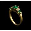 Image 4 : 1.06 ctw Emerald and Diamond Ring - 14KT Yellow Gold