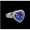 Image 1 : 8.02 ctw Tanzanite and Diamond Ring - 14KT White Gold